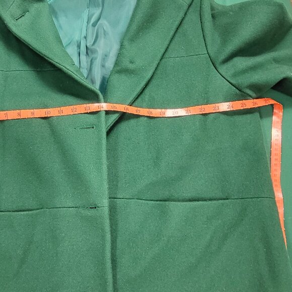 Herman Kay forest green wool ladies coat midi length EUC with hood size 1X - Picture 5 of 6